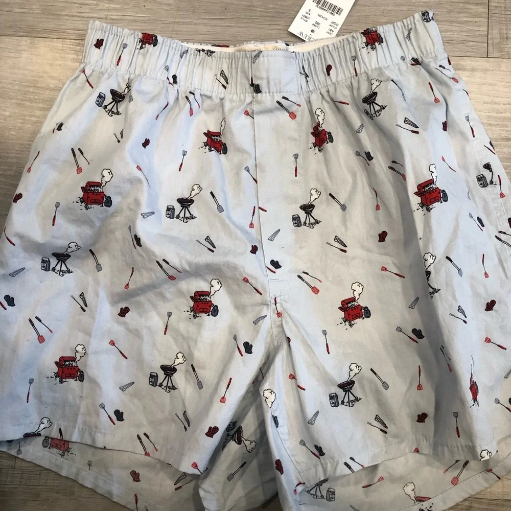 J. Crew Light Blue Boxer Shorts with Red and Navy Grill Print